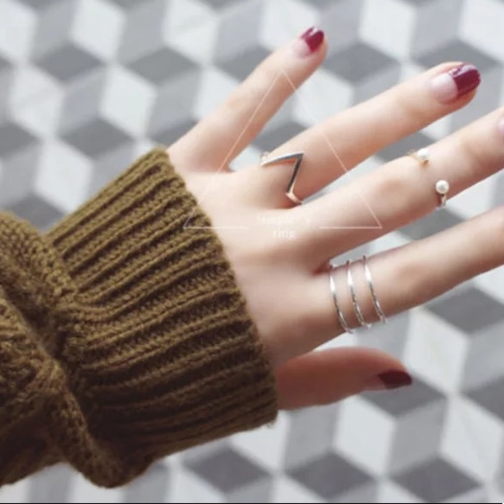 S925 Sterling Silver Boho “V” Shaped Adjustable Ring